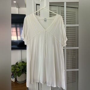 Blue Rain White V-Neck Blouse